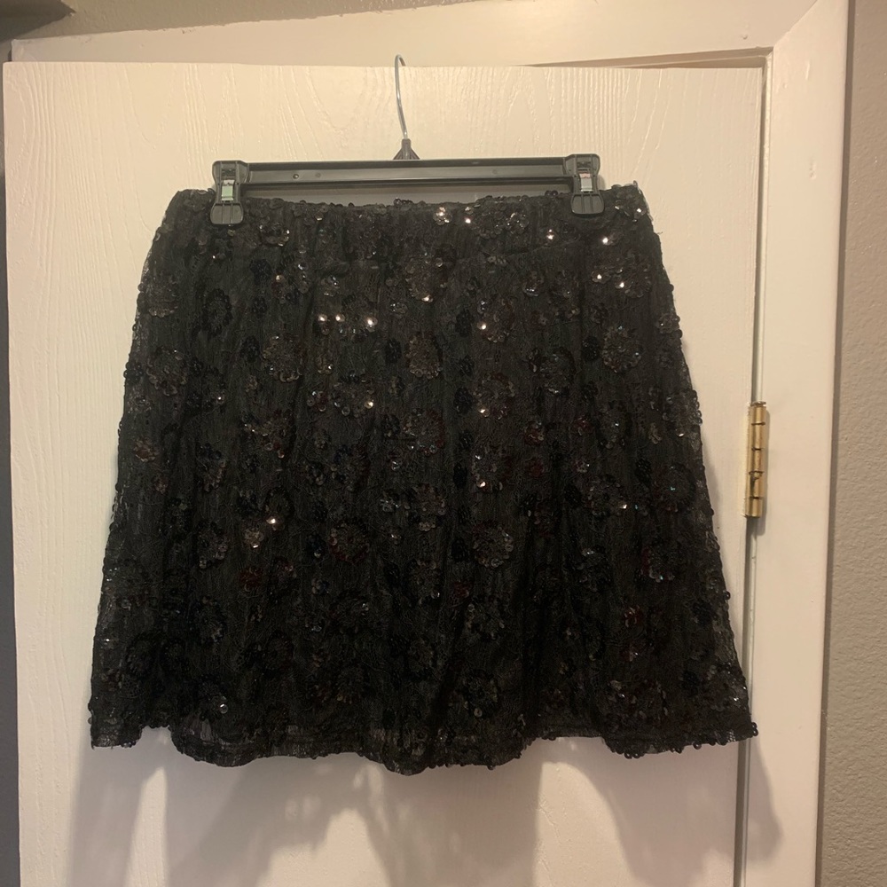 Lace and sequin mini skirt